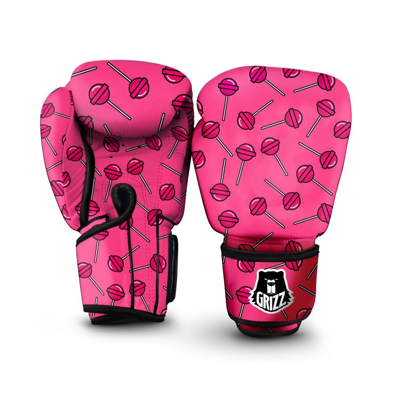 Lollipop Candy Pink Print Pattern Boxing Gloves-grizzshop