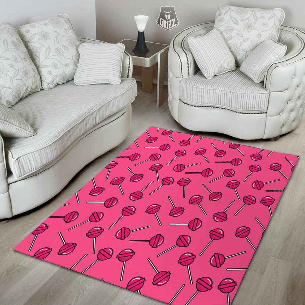 Lollipop Candy Pink Print Pattern Floor Mat-grizzshop