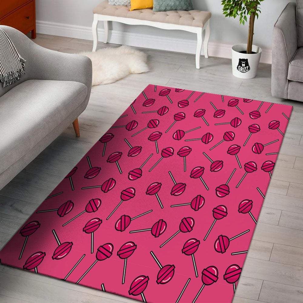 Lollipop Candy Pink Print Pattern Floor Mat-grizzshop