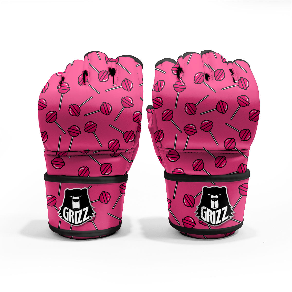 Lollipop Candy Pink Print Pattern MMA Gloves-grizzshop