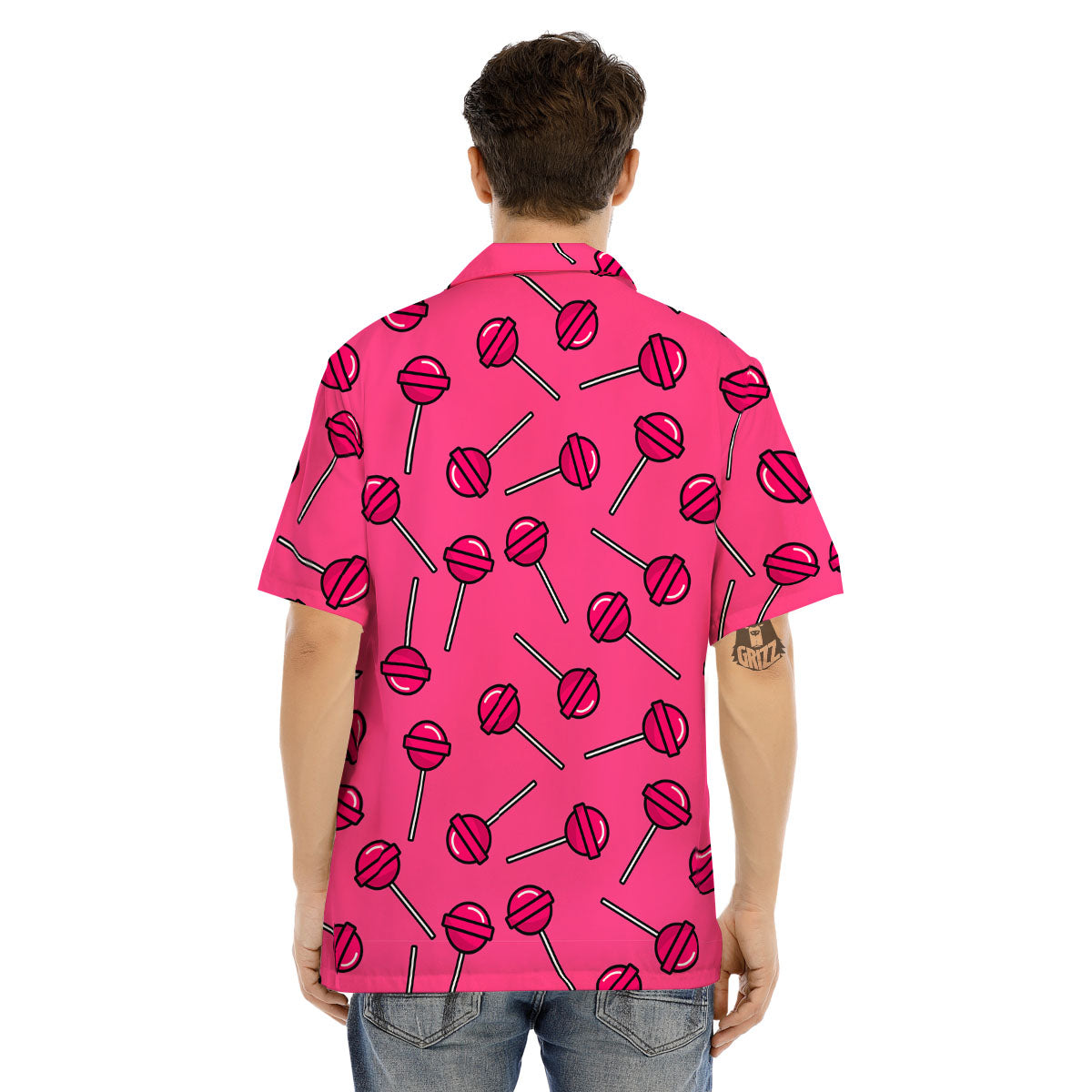 Lollipop Candy Pink Print Pattern Men's Hawaiian Shirt-grizzshop