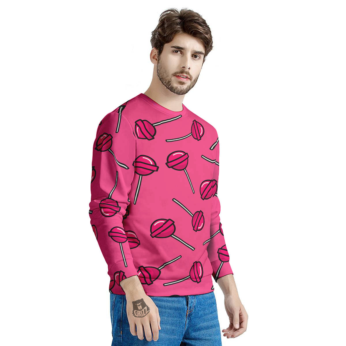 Lollipop Candy Pink Print Pattern Men's Sweatshirt-grizzshop