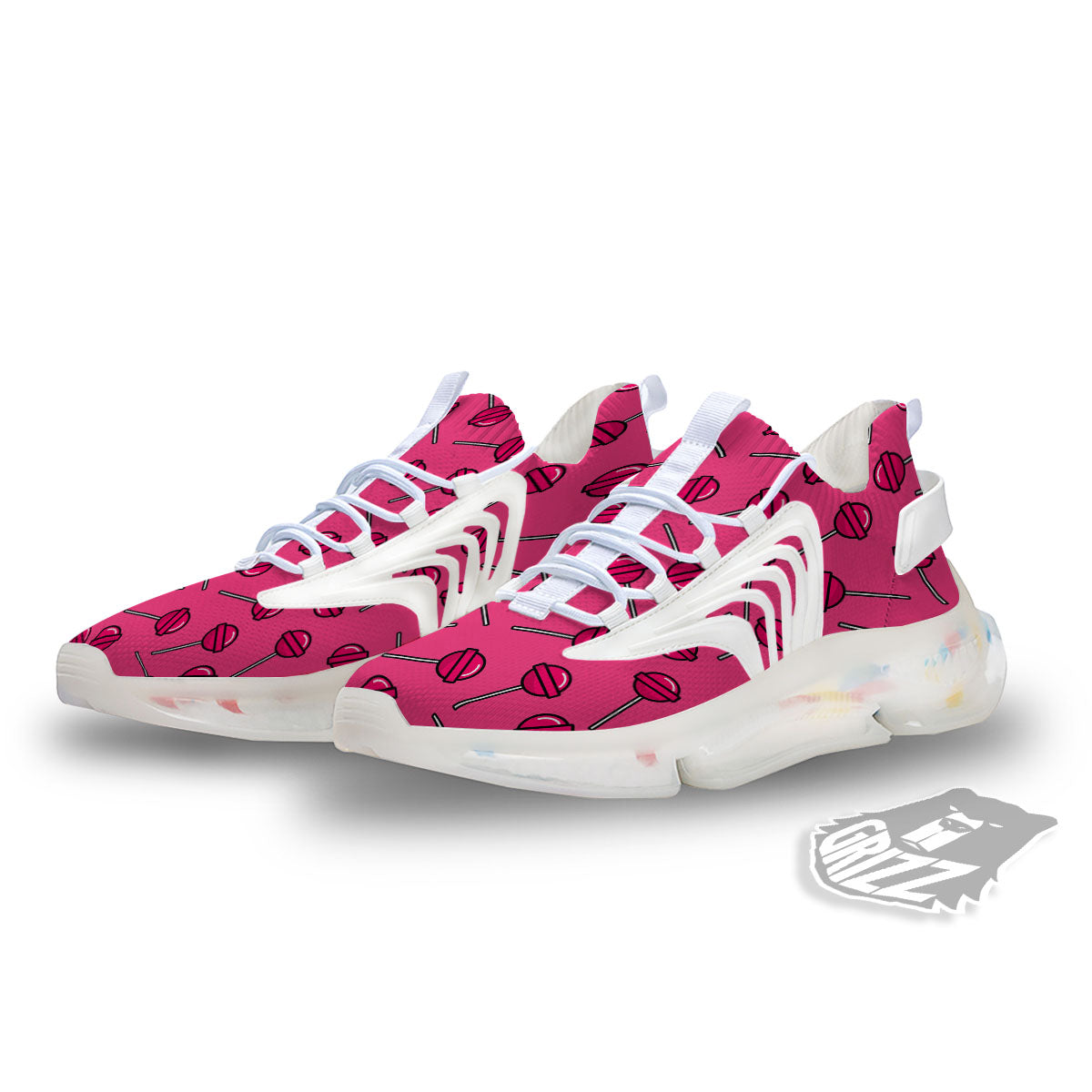 Lollipop Candy Pink Print Pattern White Gym Shoes-grizzshop