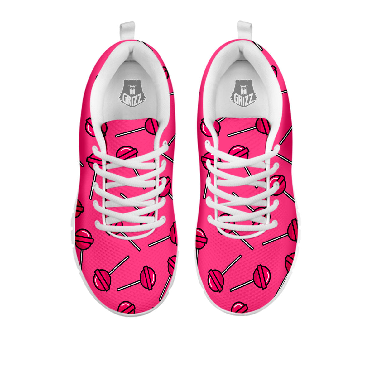 Lollipop Candy Pink Print Pattern White Sneaker-grizzshop