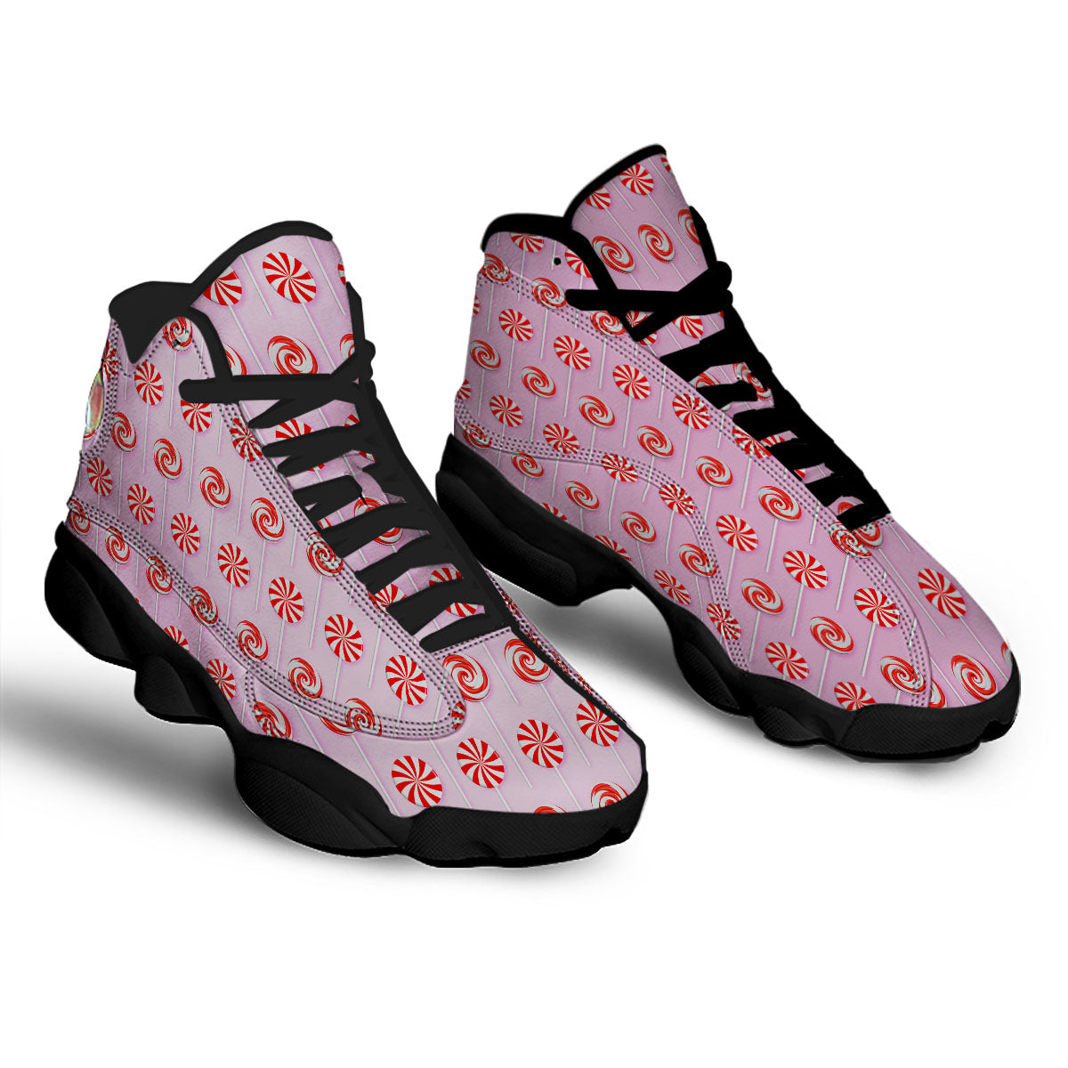 Lollipop Candy Red Print Pattern Black Basketball Shoes-grizzshop