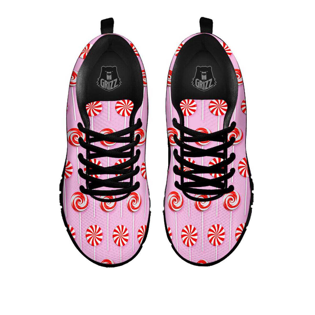 Lollipop Candy Red Print Pattern Black Sneaker-grizzshop