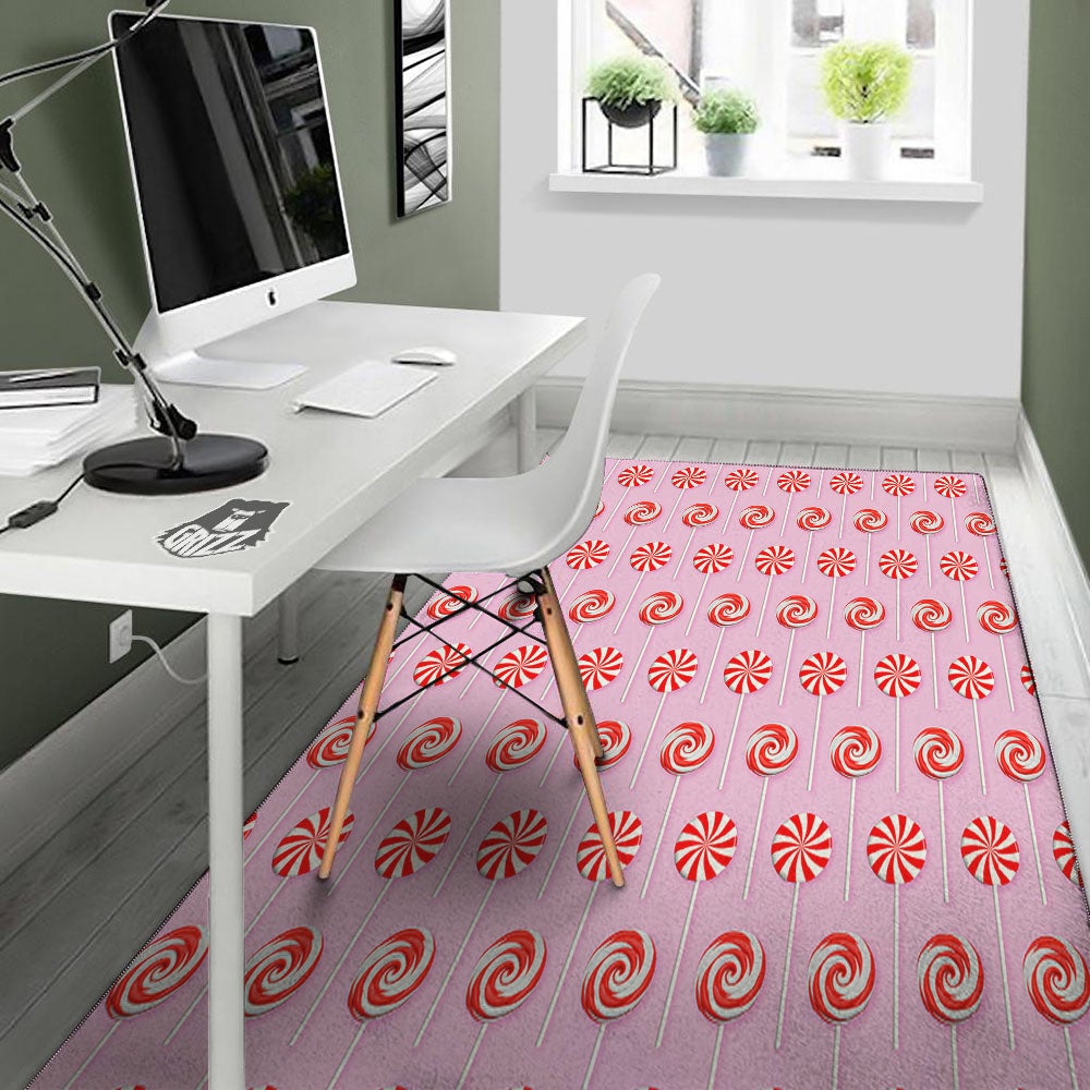 Lollipop Candy Red Print Pattern Floor Mat-grizzshop