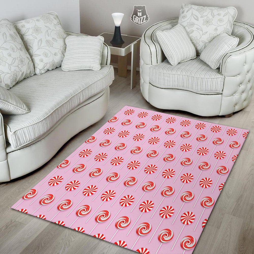 Lollipop Candy Red Print Pattern Floor Mat-grizzshop
