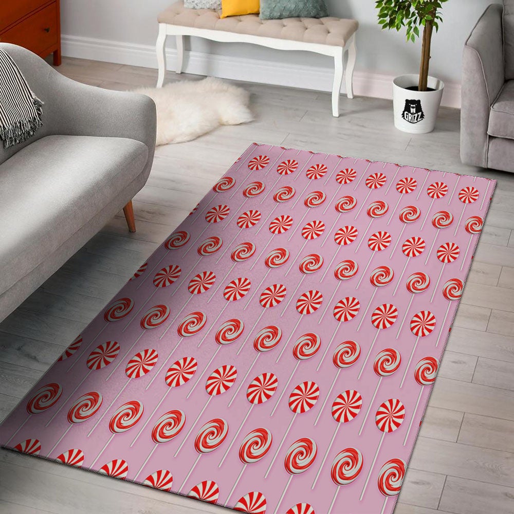 Lollipop Candy Red Print Pattern Floor Mat-grizzshop