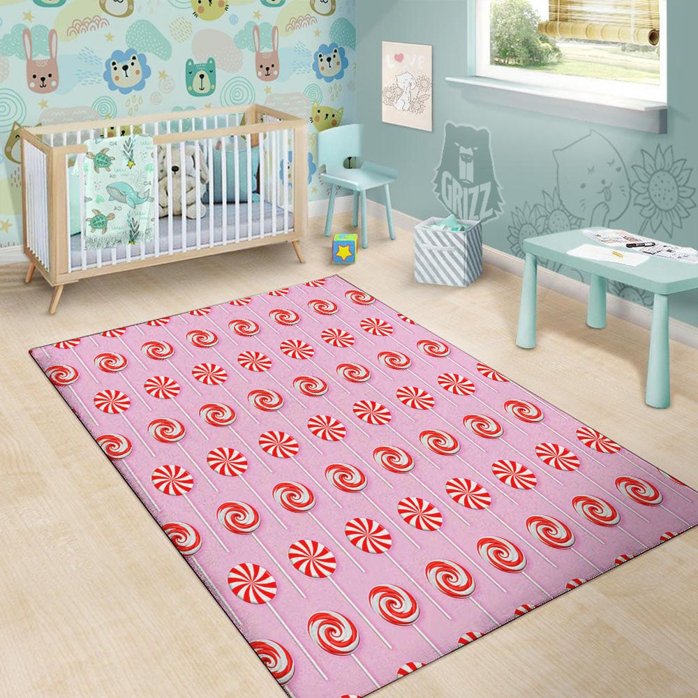 Lollipop Candy Red Print Pattern Floor Mat-grizzshop