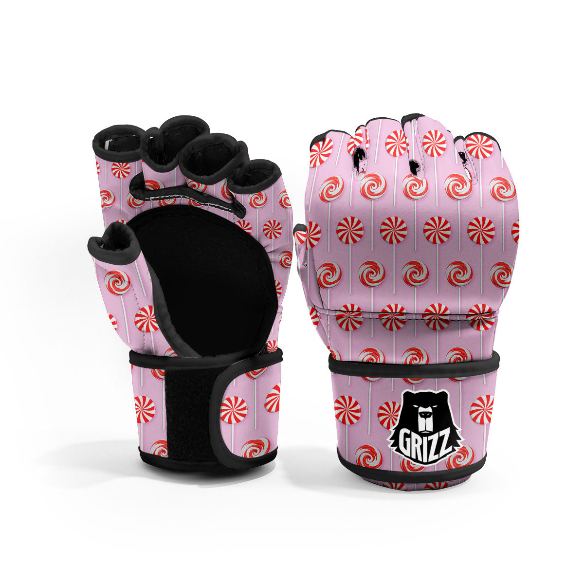 Lollipop Candy Red Print Pattern MMA Gloves-grizzshop