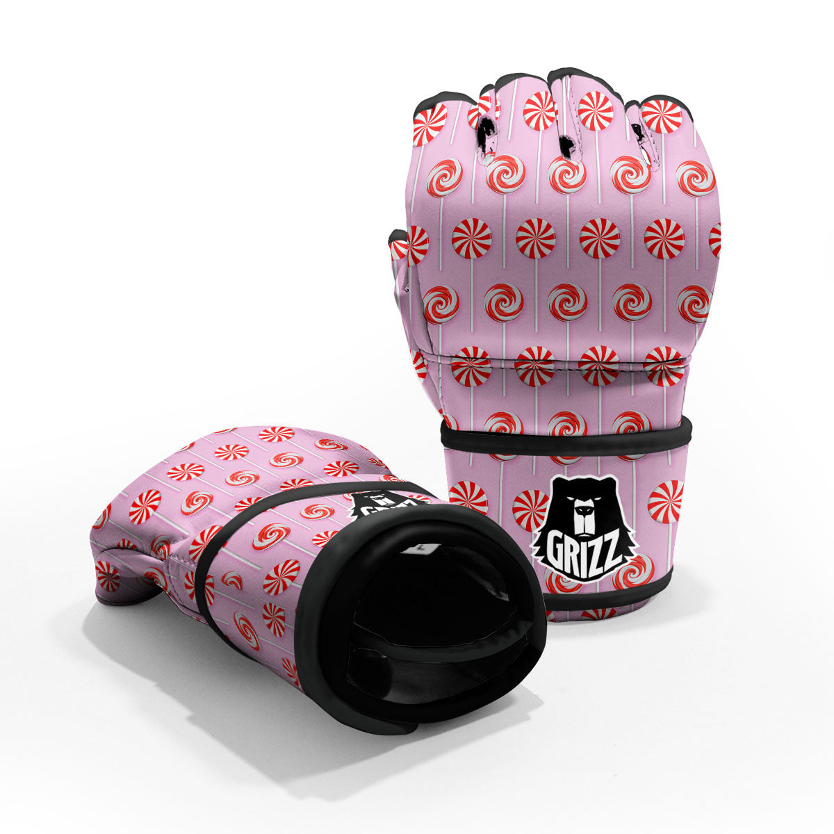 Lollipop Candy Red Print Pattern MMA Gloves-grizzshop