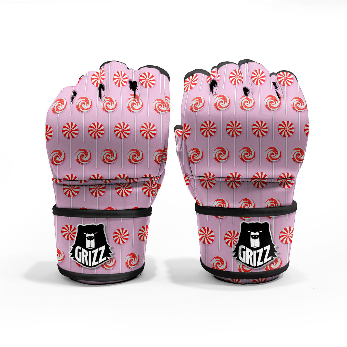Lollipop Candy Red Print Pattern MMA Gloves-grizzshop