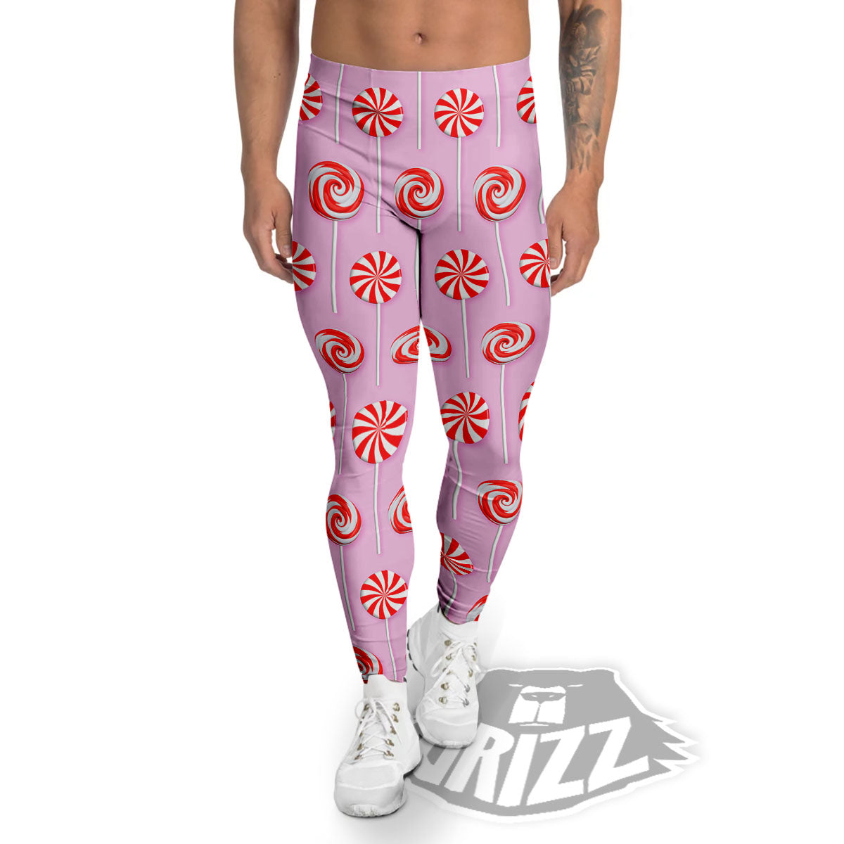Lollipop Candy Red Print Pattern Men's Leggings-grizzshop