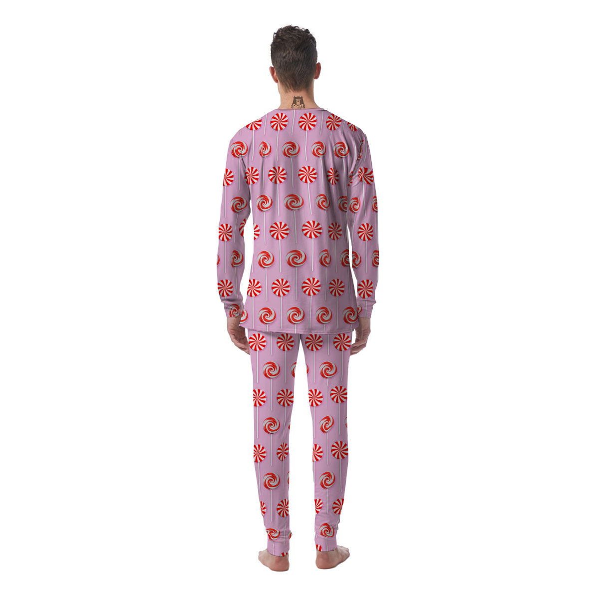 Lollipop Candy Red Print Pattern Men's Pajamas-grizzshop