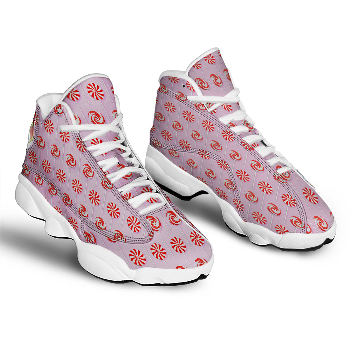 Lollipop Candy Red Print Pattern White Basketball Shoes-grizzshop