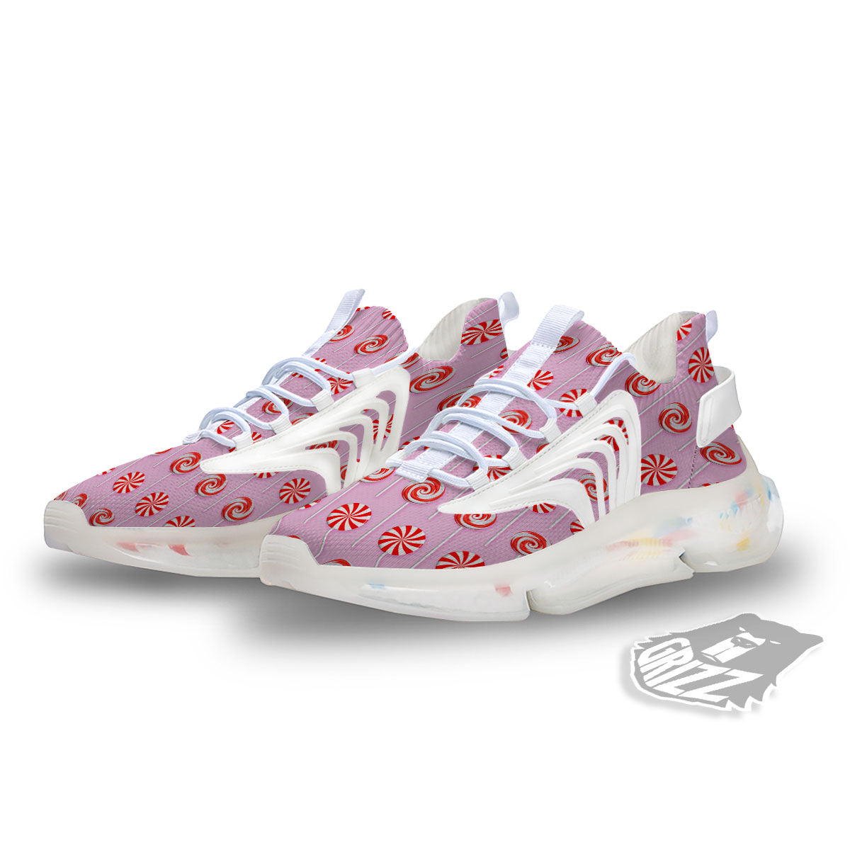 Lollipop Candy Red Print Pattern White Gym Shoes-grizzshop