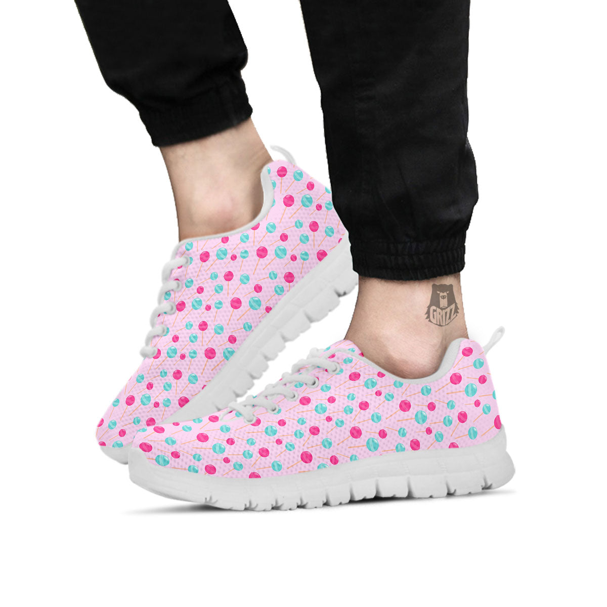 Lollipop Cartoon Print Pattern White Sneaker-grizzshop