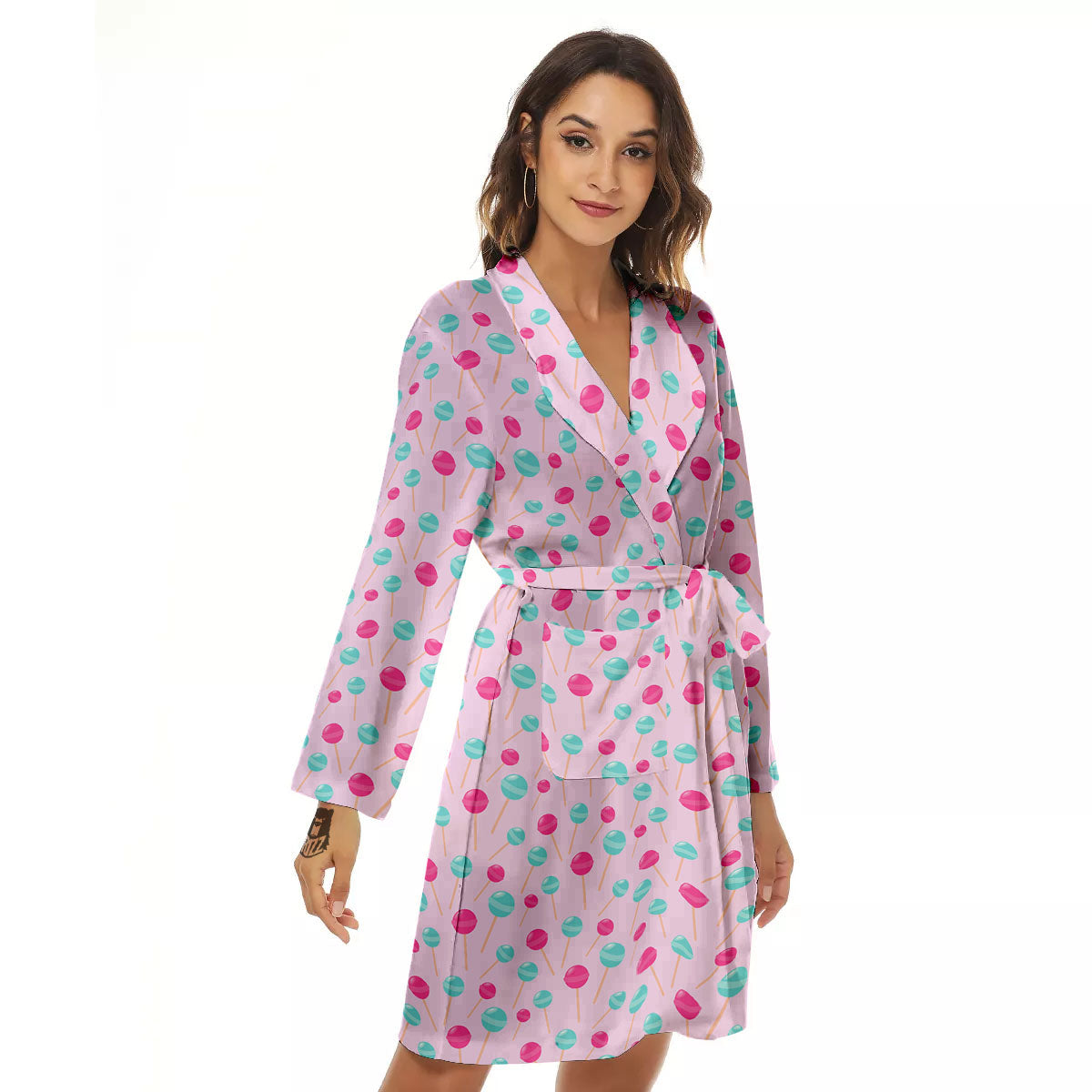 Lollipop Cartoon Print Pattern Women's Robe-grizzshop