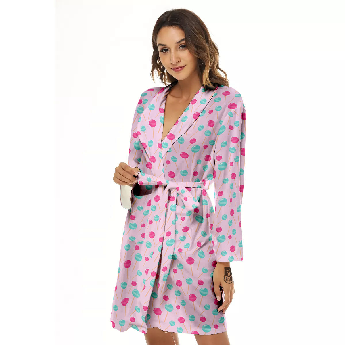 Lollipop Cartoon Print Pattern Women's Robe-grizzshop