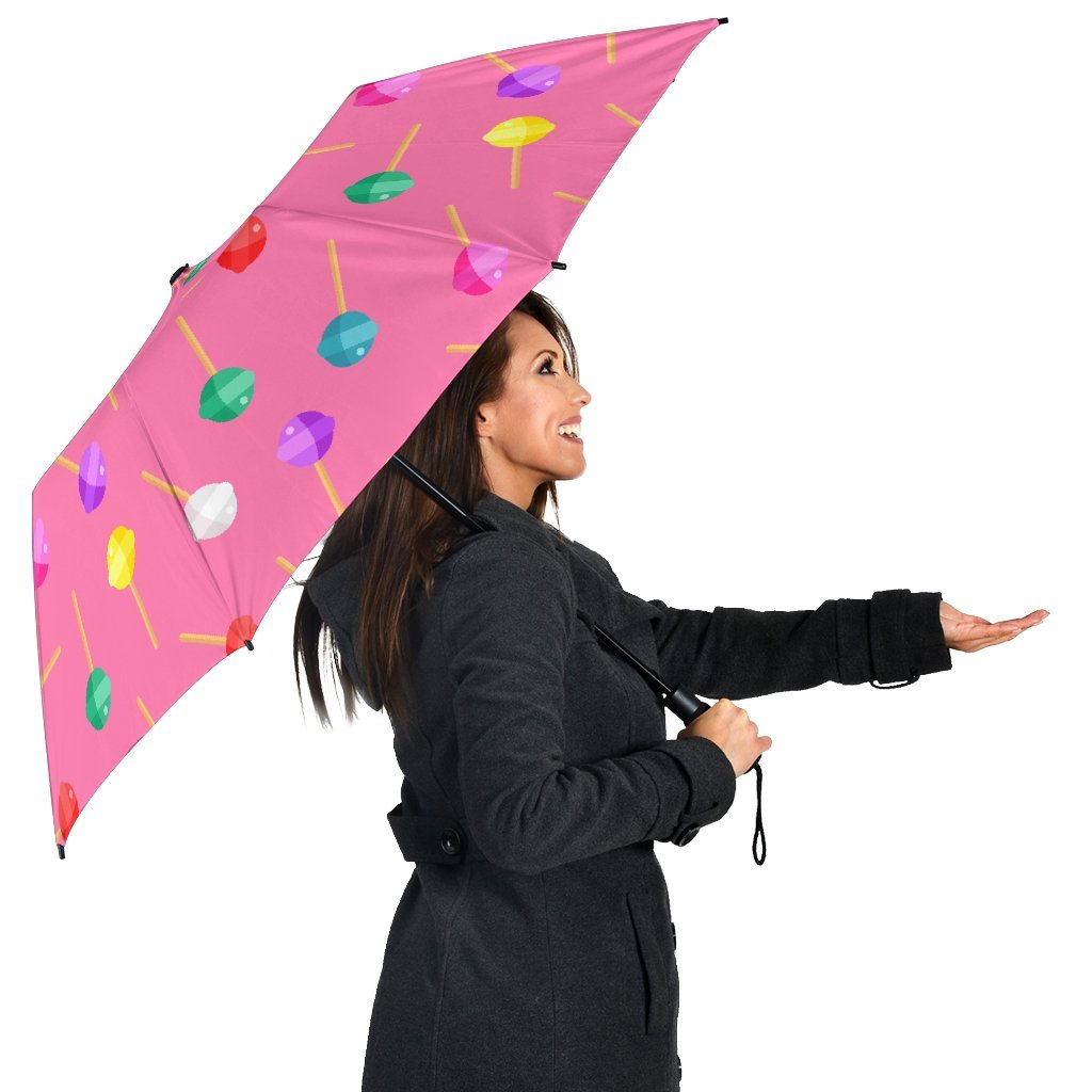 Lollipop Colorful Pattern Print Automatic Foldable Umbrella-grizzshop