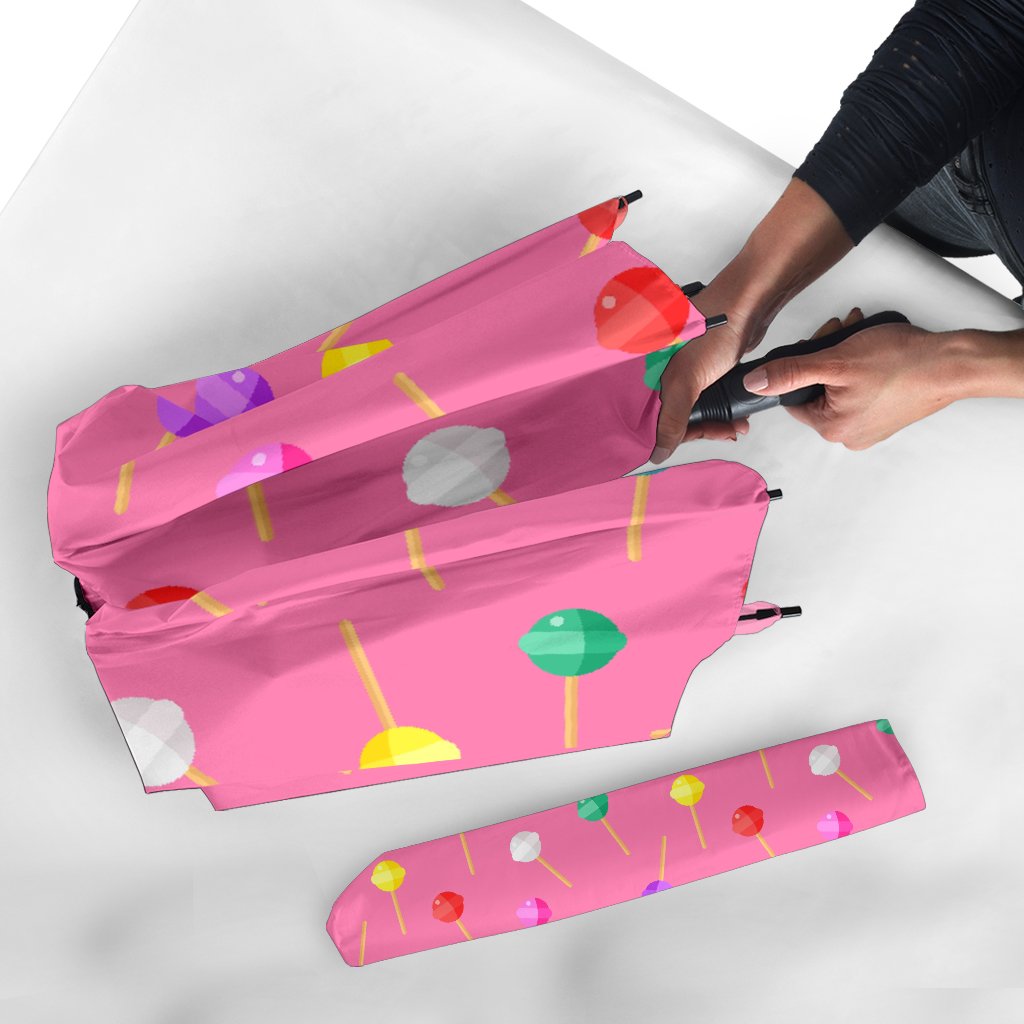 Lollipop Colorful Pattern Print Automatic Foldable Umbrella-grizzshop