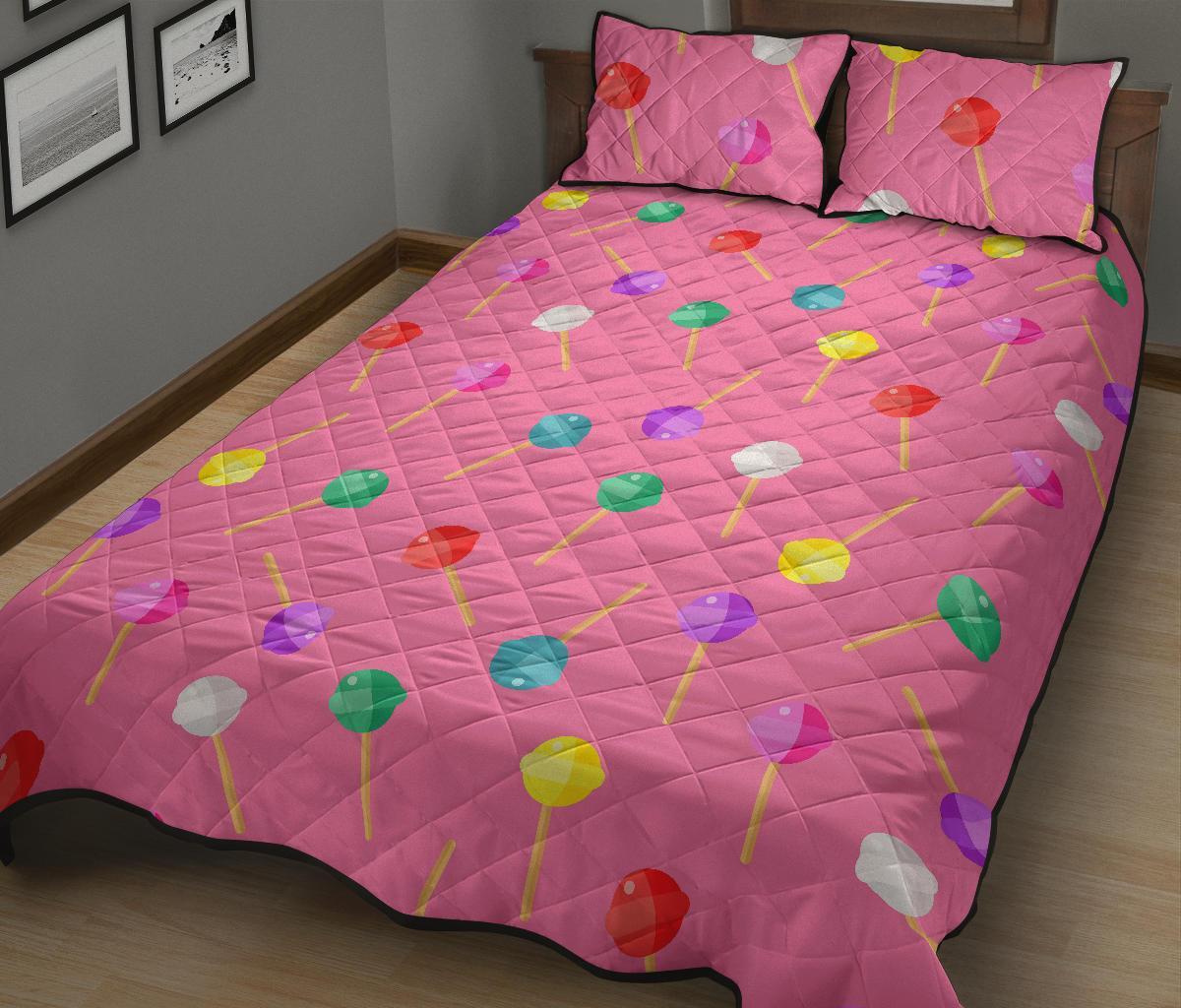 Lollipop Colorful Pattern Print Bed Set Quilt-grizzshop