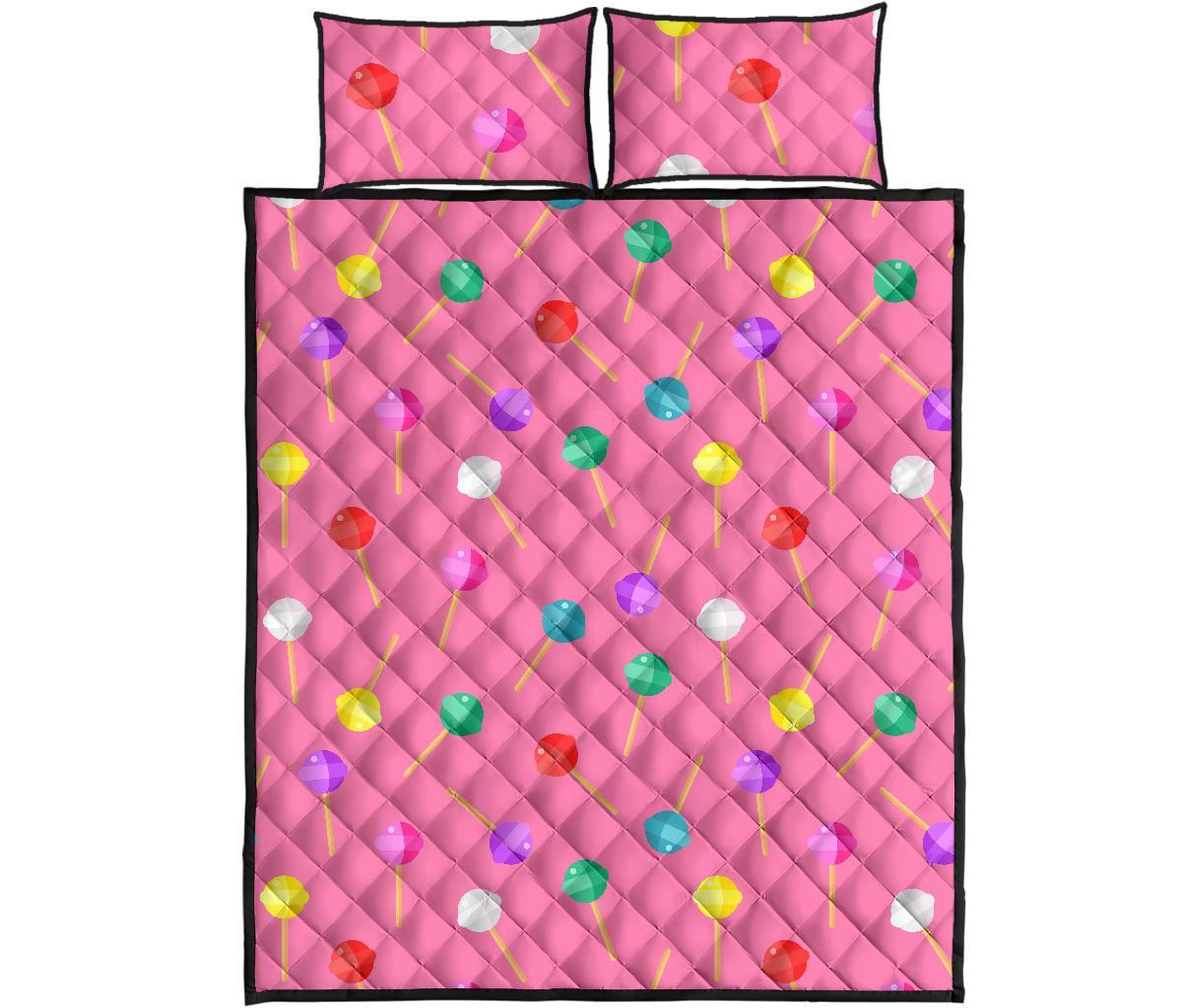 Lollipop Colorful Pattern Print Bed Set Quilt-grizzshop