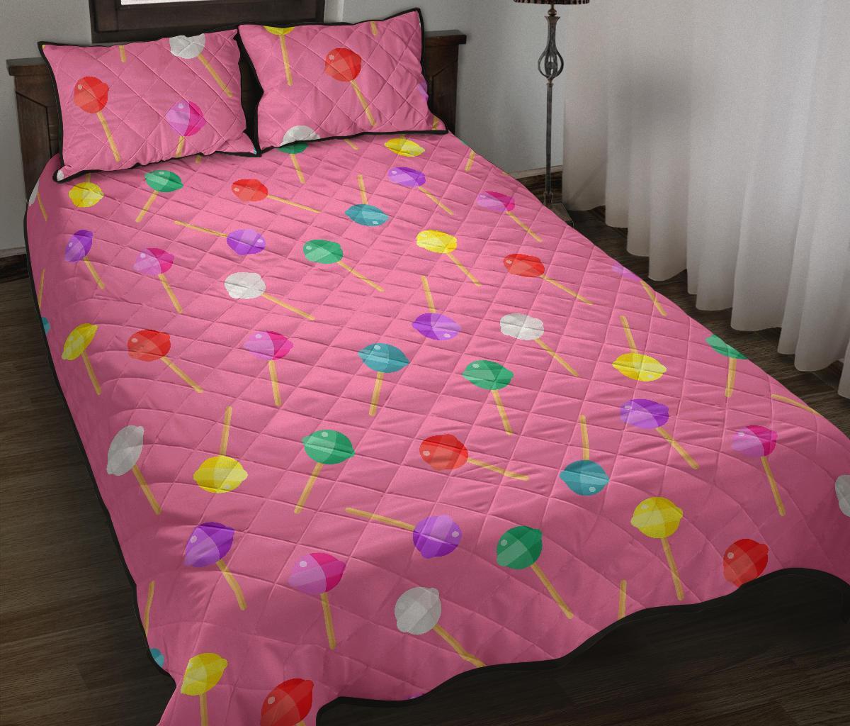 Lollipop Colorful Pattern Print Bed Set Quilt-grizzshop