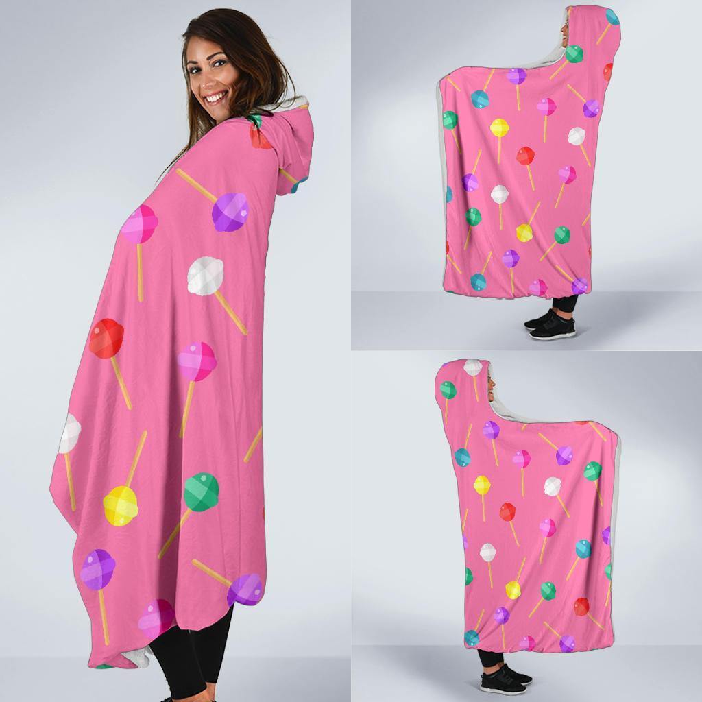 Lollipop Colorful Pattern Print Hooded Blanket-grizzshop