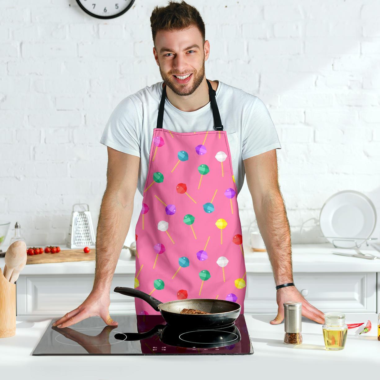 Lollipop Colorful Pattern Print Men's Apron-grizzshop