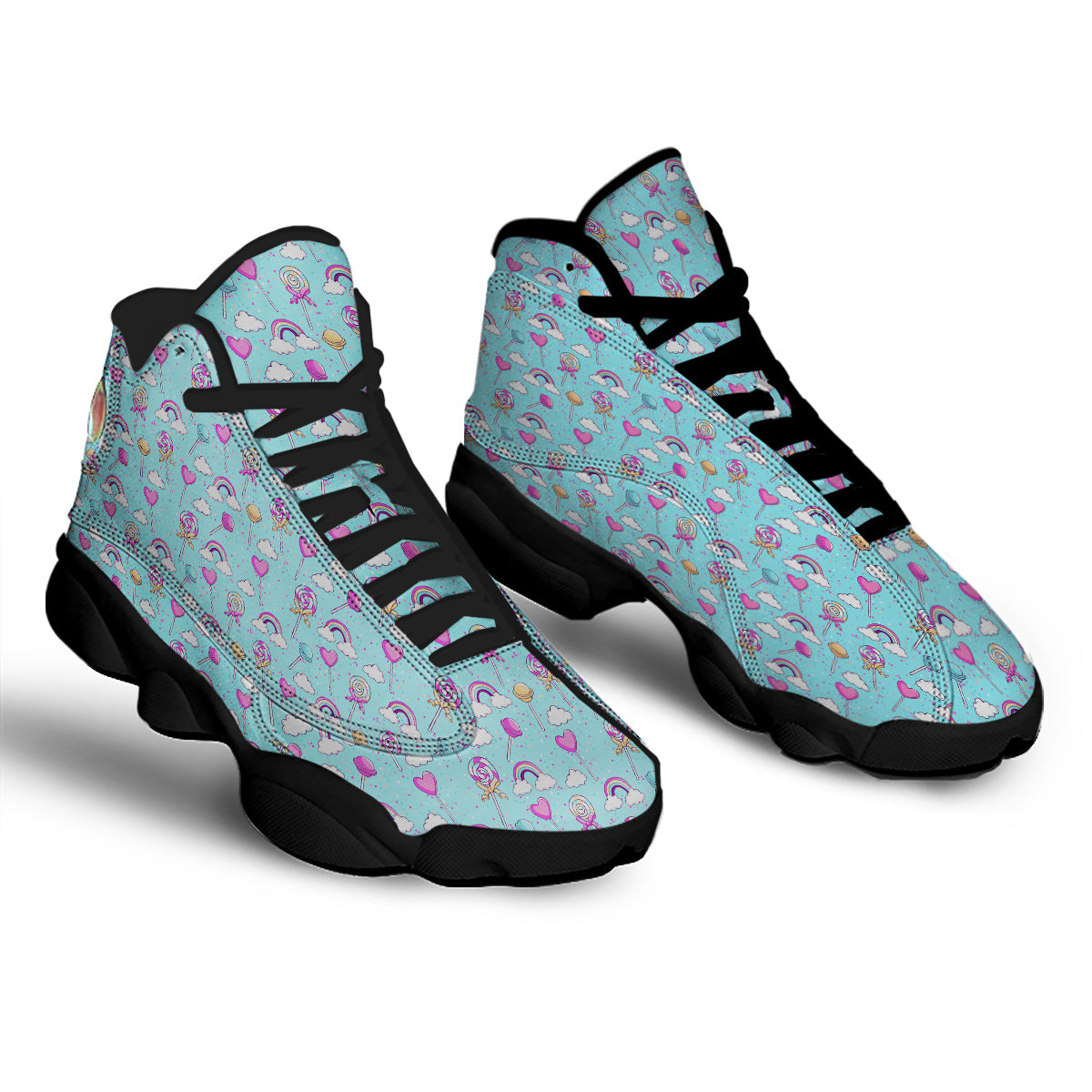 Lollipop Cute Print Pattern Black Basketball Shoes-grizzshop