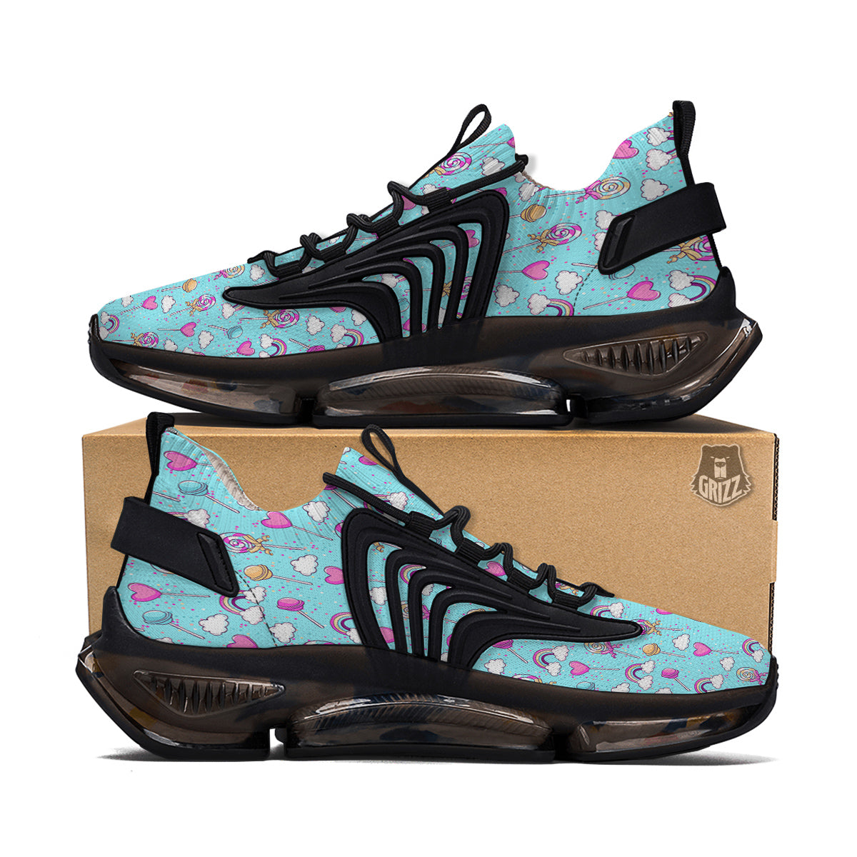 Lollipop Cute Print Pattern Black Gym Shoes-grizzshop
