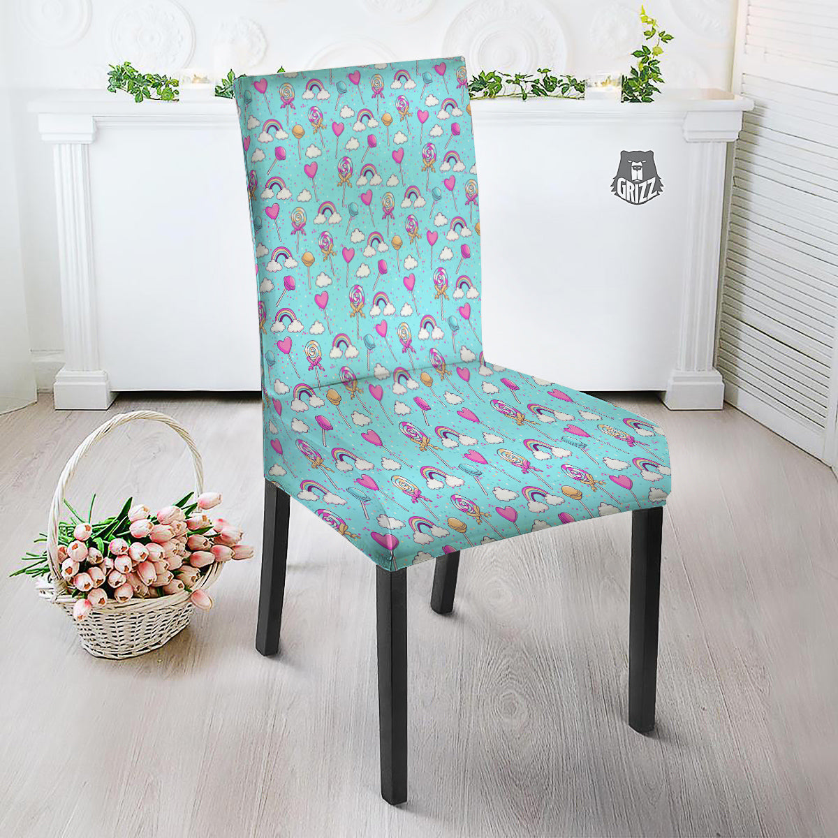 Lollipop Cute Print Pattern Dining Chair Slipcover-grizzshop