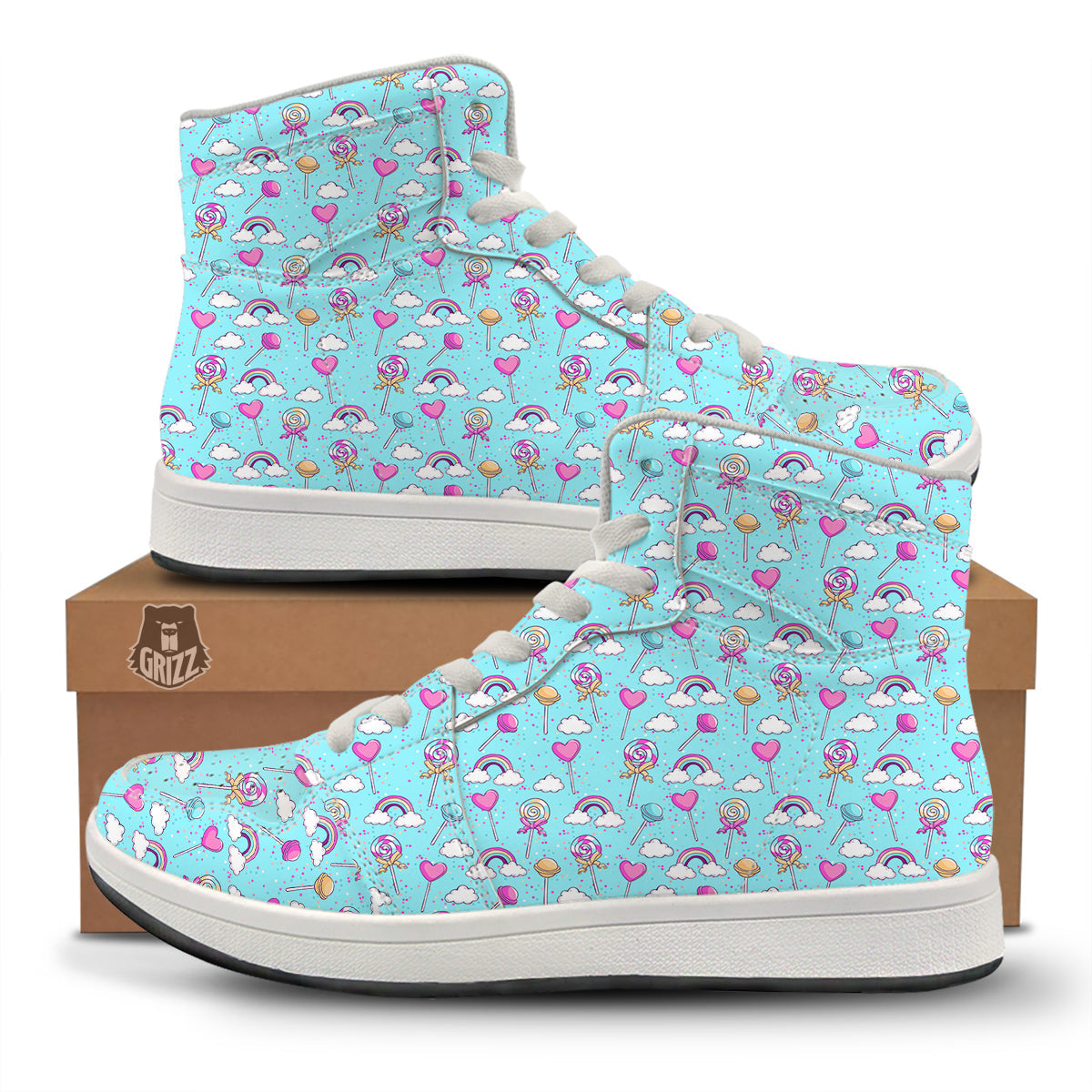 Lollipop Cute Print Pattern High Top Sneakers-grizzshop