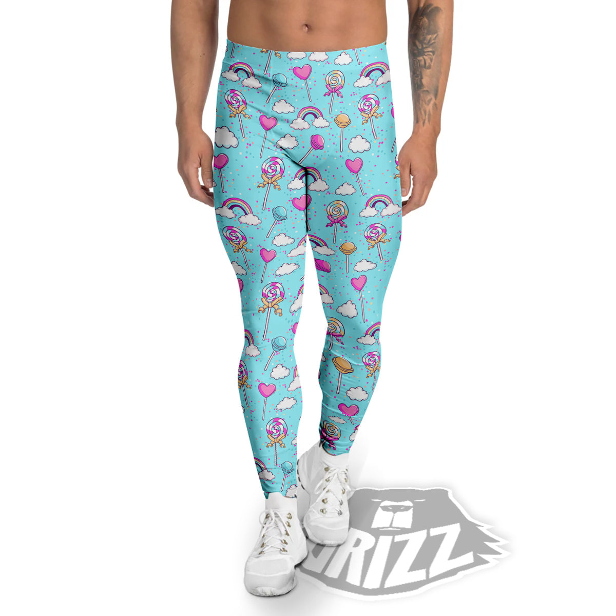 Lollipop Cute Print Pattern Men's Leggings-grizzshop