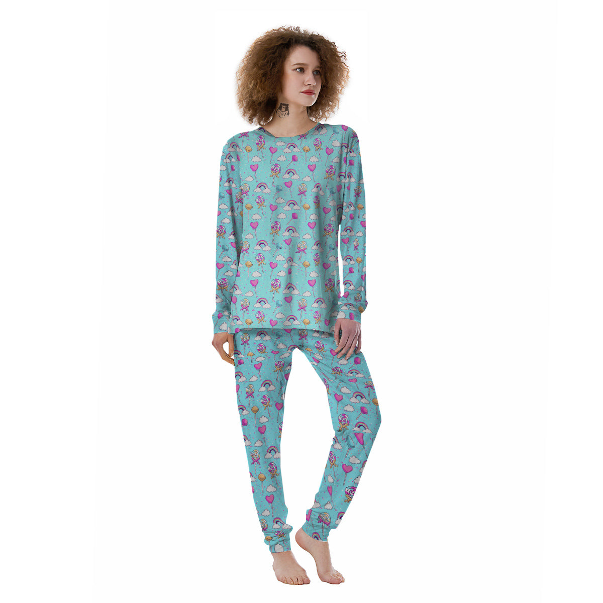 Lollipop Cute Print Pattern Women's Pajamas-grizzshop