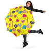 Lollipop Heart Pattern Print Automatic Foldable Umbrella-grizzshop