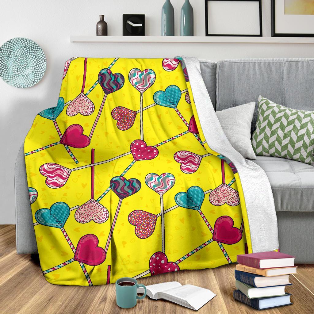 Lollipop Heart Pattern Print Blanket-grizzshop