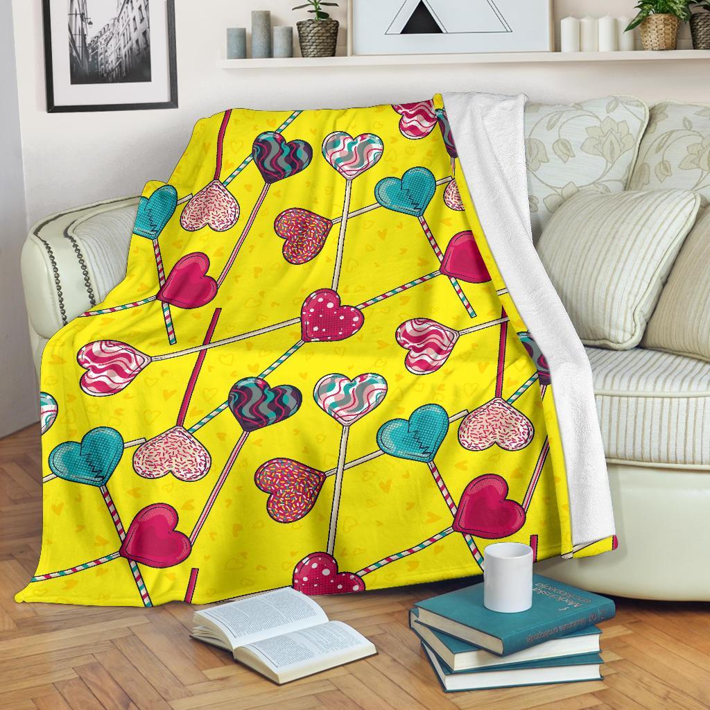 Lollipop Heart Pattern Print Blanket-grizzshop