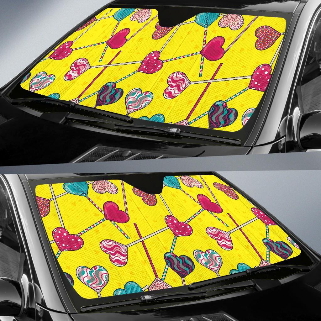 Lollipop Heart Pattern Print Car Sun Shade-grizzshop