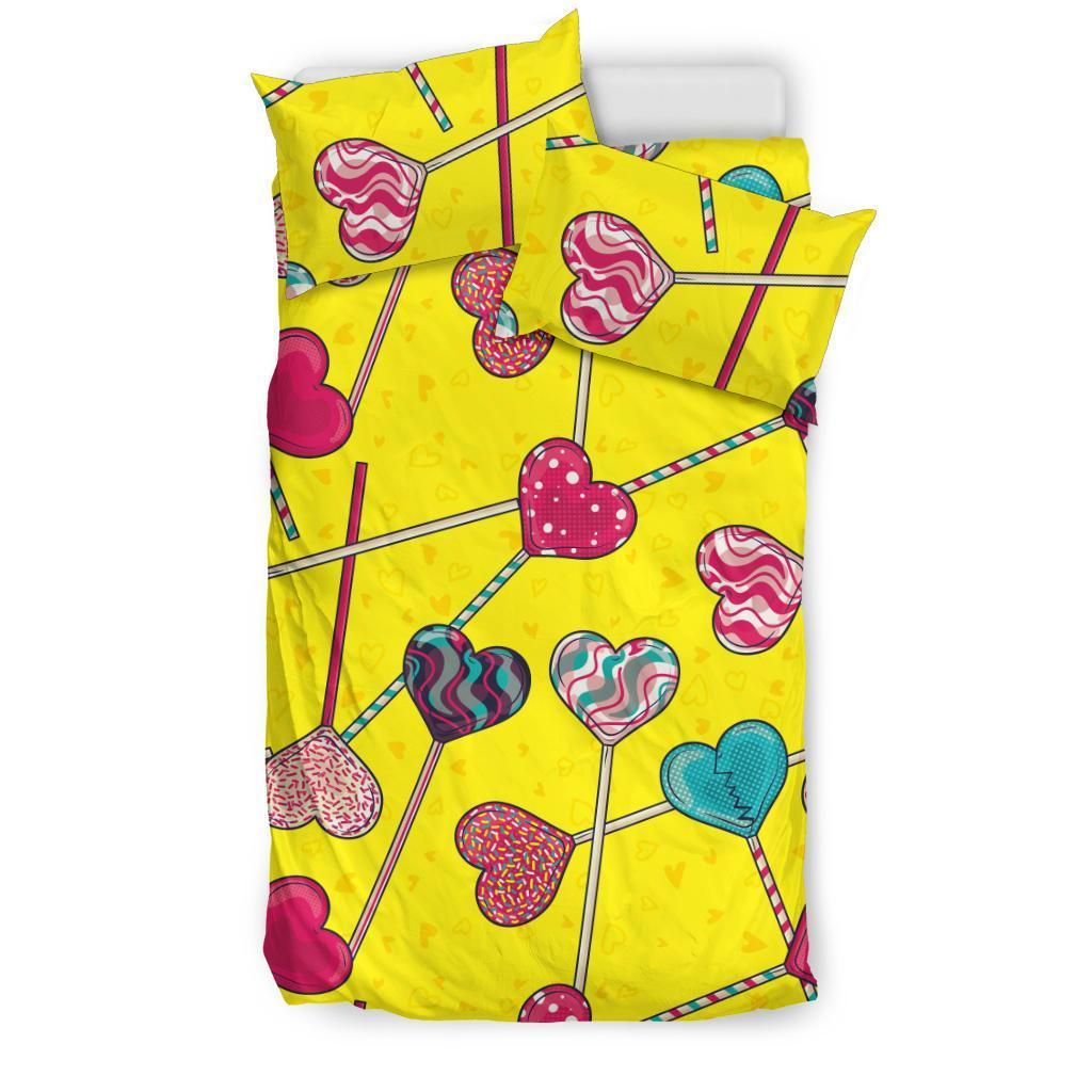 Lollipop Heart Pattern Print Duvet Cover Bedding Set-grizzshop
