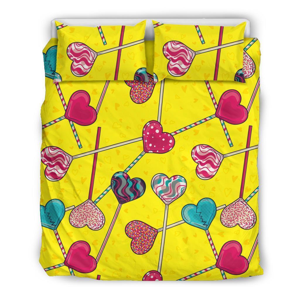 Lollipop Heart Pattern Print Duvet Cover Bedding Set-grizzshop