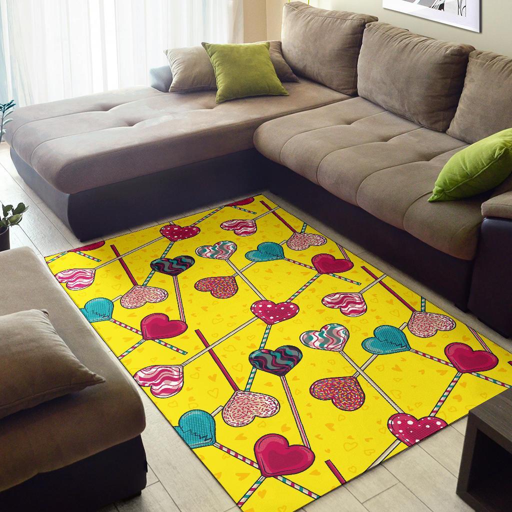 Lollipop Heart Pattern Print Floor Mat-grizzshop