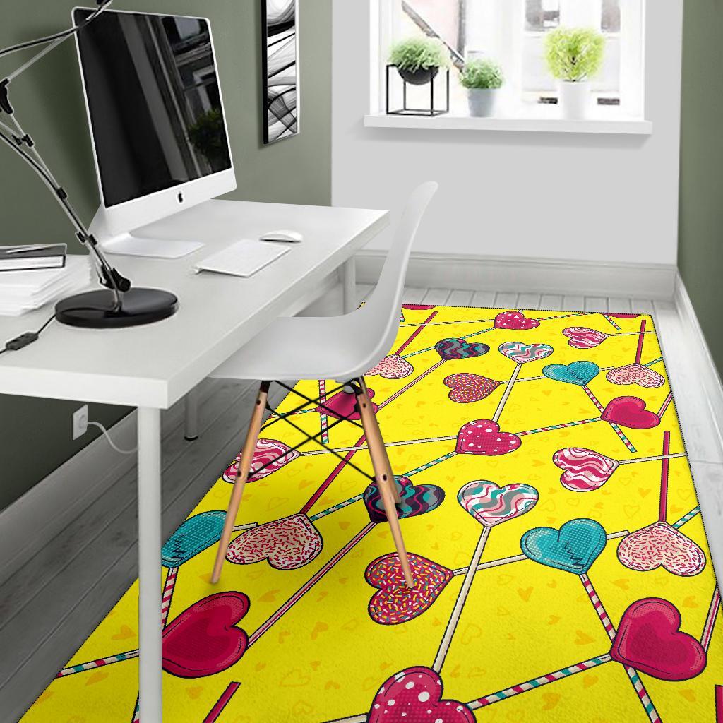 Lollipop Heart Pattern Print Floor Mat-grizzshop