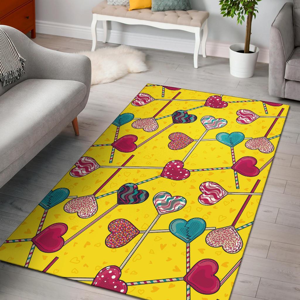 Lollipop Heart Pattern Print Floor Mat-grizzshop