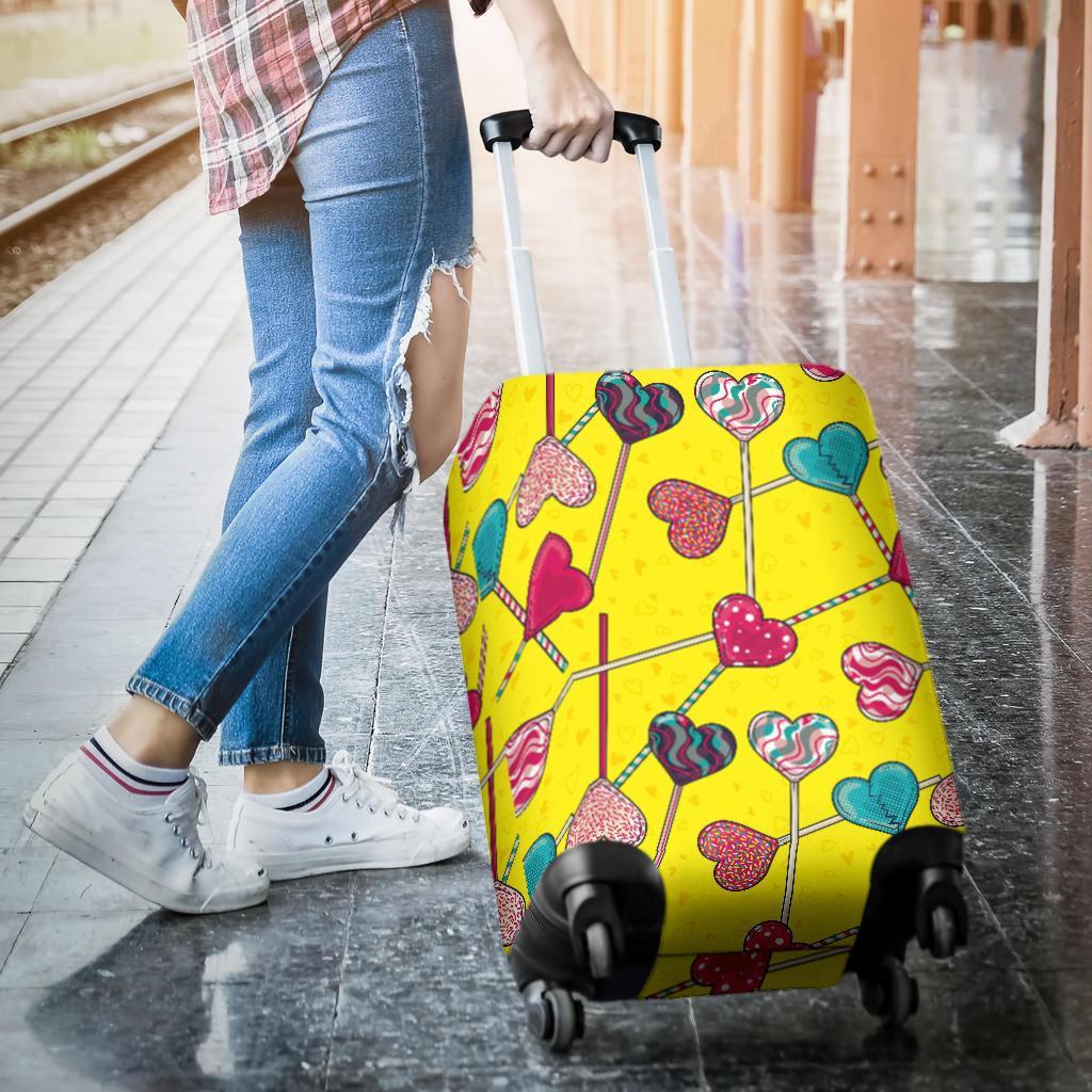 Lollipop Heart Pattern Print Luggage Cover Protector-grizzshop