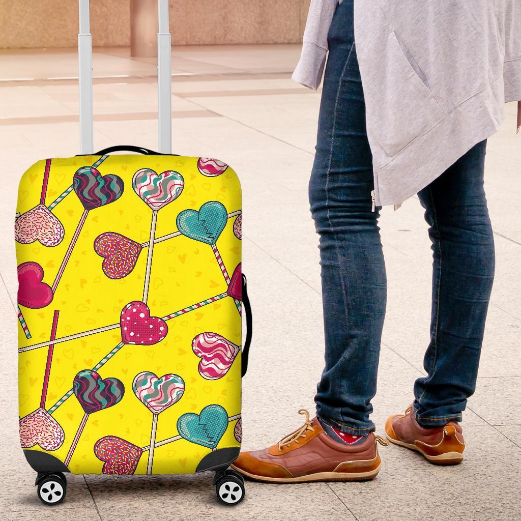 Lollipop Heart Pattern Print Luggage Cover Protector-grizzshop