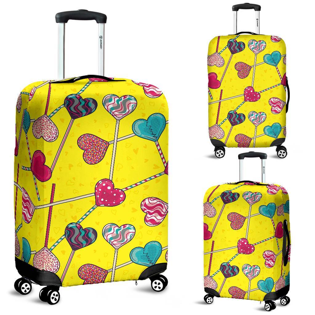 Lollipop Heart Pattern Print Luggage Cover Protector-grizzshop