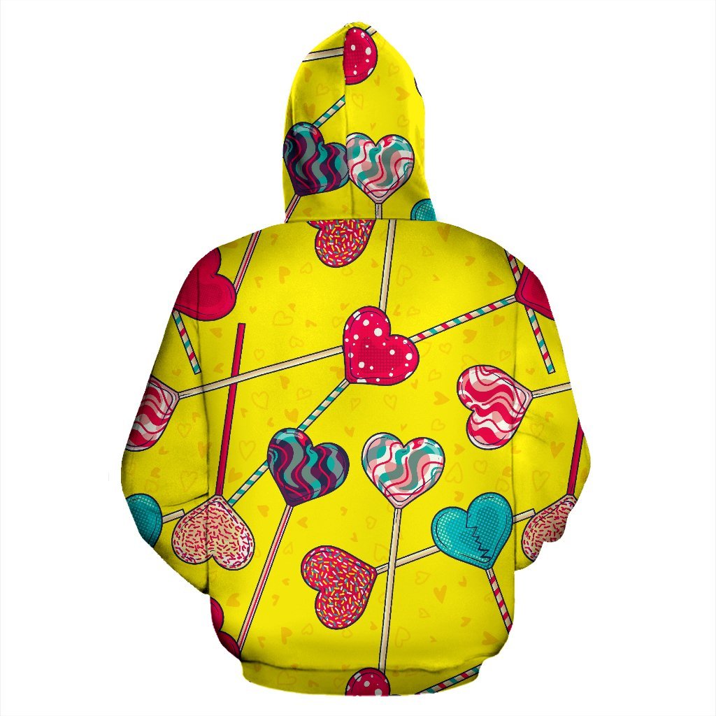 Lollipop Heart Pattern Print Men Women Pullover Hoodie-grizzshop